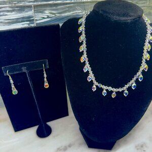 Swarovski Crysal Choker and teardrop pierced earrings